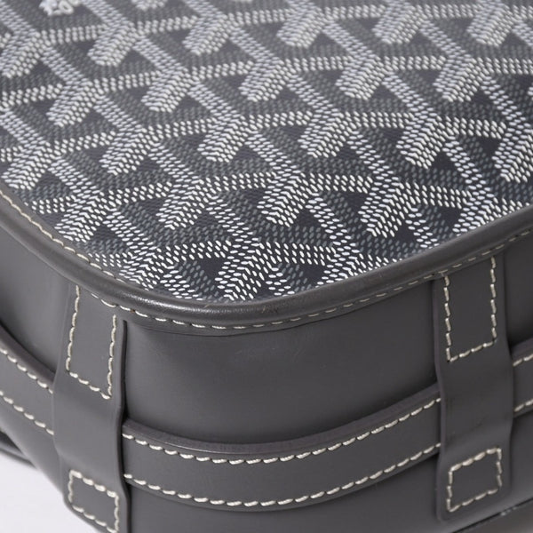 極美品 GOYARD ゴヤール ベルヴェデーレGM ショルダーバッグ グレー PVC レザー シルバー金具 ヘリンボーン柄 美品 中古 4a008421