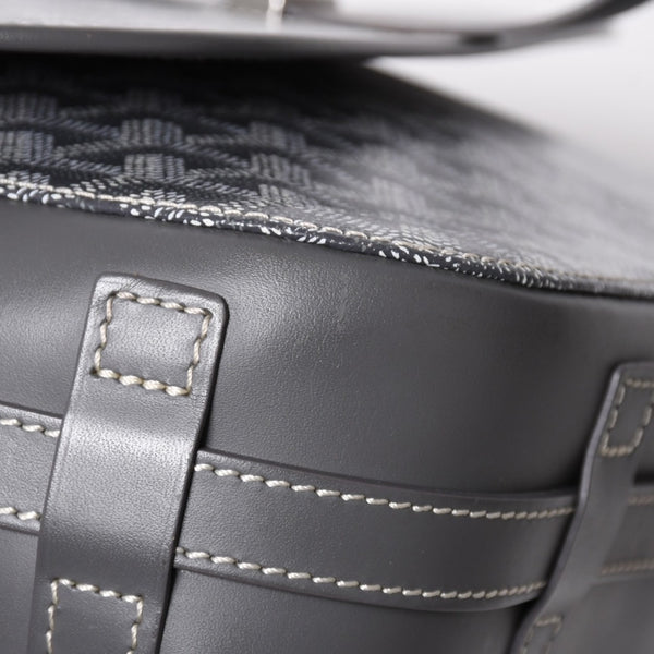 極美品 GOYARD ゴヤール ベルヴェデーレGM ショルダーバッグ グレー PVC レザー シルバー金具 ヘリンボーン柄 美品 中古 4a008421