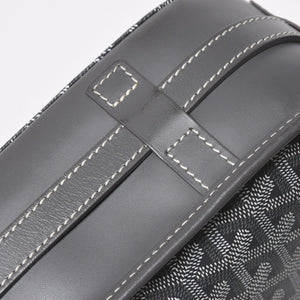 極美品 GOYARD ゴヤール ベルヴェデーレGM ショルダーバッグ グレー PVC レザー シルバー金具 ヘリンボーン柄 美品 中古 4a008421