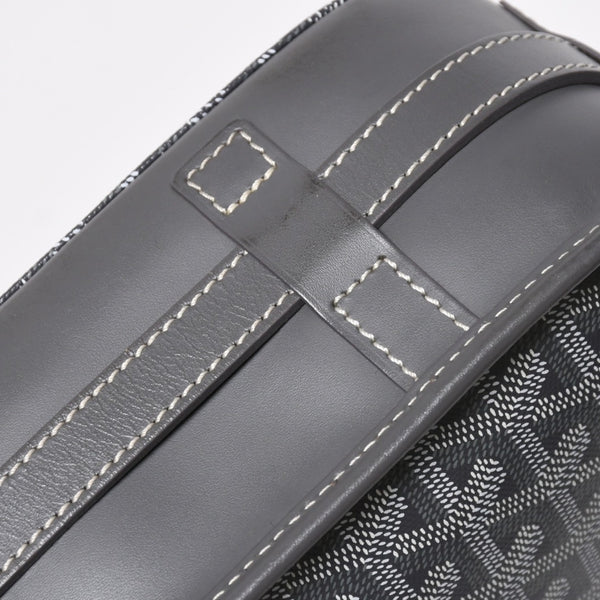 極美品 GOYARD ゴヤール ベルヴェデーレGM ショルダーバッグ グレー PVC レザー シルバー金具 ヘリンボーン柄 美品 中古 4a008421