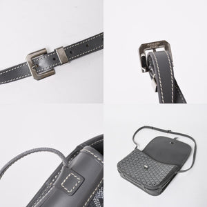 極美品 GOYARD ゴヤール ベルヴェデーレGM ショルダーバッグ グレー PVC レザー シルバー金具 ヘリンボーン柄 美品 中古 4a008421