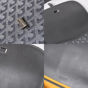 極美品 GOYARD ゴヤール ベルヴェデーレGM ショルダーバッグ グレー PVC レザー シルバー金具 ヘリンボーン柄 美品 中古 4a008421