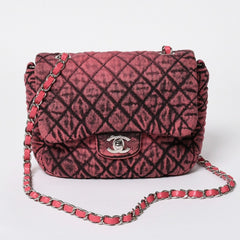 Very Good Condition CHANEL Chanel Matelasse 23cm Mini Shoulder Bag No. 29 Made in France Denim Pink Black Silver Hardware Used 4a008332