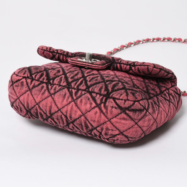 Very Good Condition CHANEL Chanel Matelasse 23cm Mini Shoulder Bag No. 29 Made in France Denim Pink Black Silver Hardware Used 4a008332