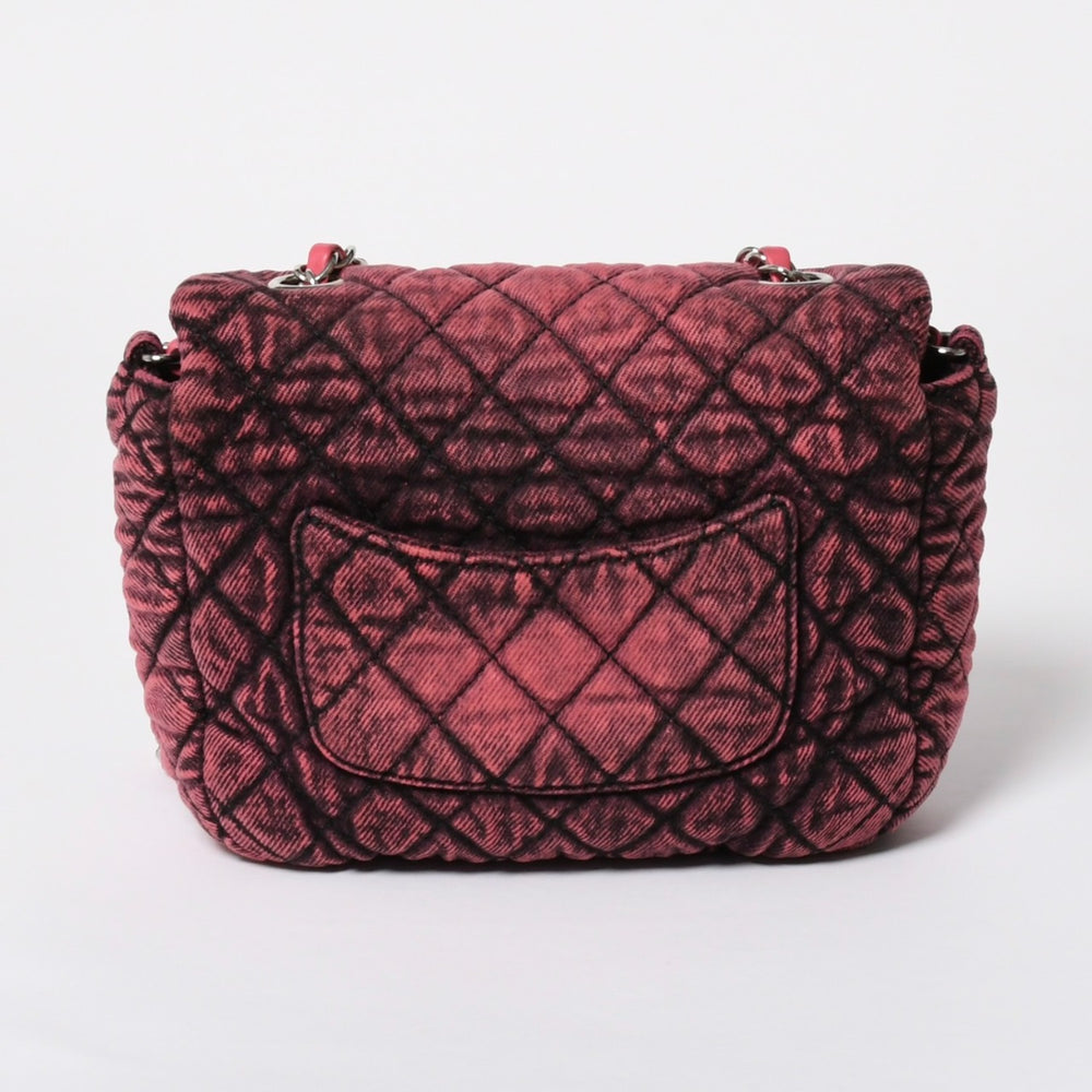 極美品 CHANEL シャネル マトラッセ 23cm ミニショルダーバッグ 29番台 フランス製 デニム ピンク ブラック シルバー金具 中古 4a008332