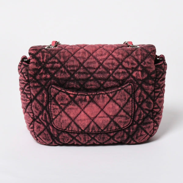 Very Good Condition CHANEL Chanel Matelasse 23cm Mini Shoulder Bag No. 29 Made in France Denim Pink Black Silver Hardware Used 4a008332