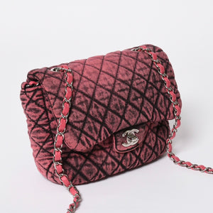 Very Good Condition CHANEL Chanel Matelasse 23cm Mini Shoulder Bag No. 29 Made in France Denim Pink Black Silver Hardware Used 4a008332