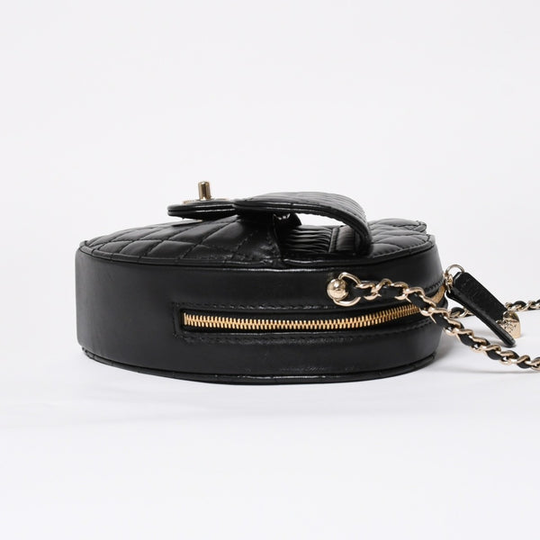 新品同様 CHANEL シャネル HEART BAG ハート チェーンショルダーバッグ AS5764 ランダム番台 ココマーク ラムスキン ブラック 中古 4a008591