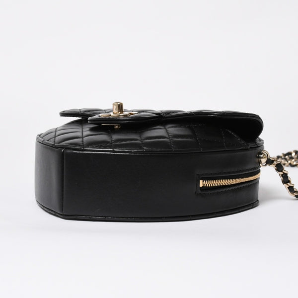 新品同様 CHANEL シャネル HEART BAG ハート チェーンショルダーバッグ AS5764 ランダム番台 ココマーク ラムスキン ブラック 中古 4a008591