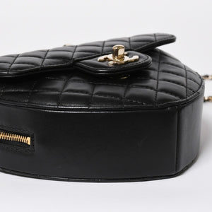 新品同様 CHANEL シャネル HEART BAG ハート チェーンショルダーバッグ AS5764 ランダム番台 ココマーク ラムスキン ブラック 中古 4a008591