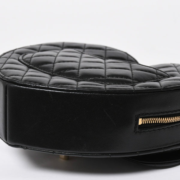 新品同様 CHANEL シャネル HEART BAG ハート チェーンショルダーバッグ AS5764 ランダム番台 ココマーク ラムスキン ブラック 中古 4a008591