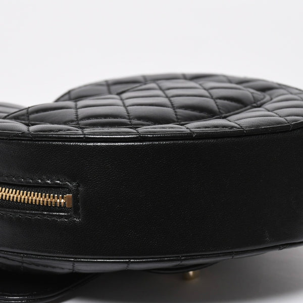 新品同様 CHANEL シャネル HEART BAG ハート チェーンショルダーバッグ AS5764 ランダム番台 ココマーク ラムスキン ブラック 中古 4a008591