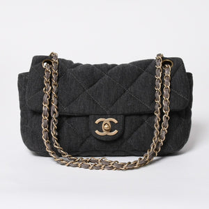 極美品 CHANEL シャネル マトラッセ25 Wチェーン Sフラップ ショルダーバッグ 11番台 ココマーク コットンジャージー グレー 中古 4a008347