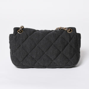 極美品 CHANEL シャネル マトラッセ25 Wチェーン Sフラップ ショルダーバッグ 11番台 ココマーク コットンジャージー グレー 中古 4a008347