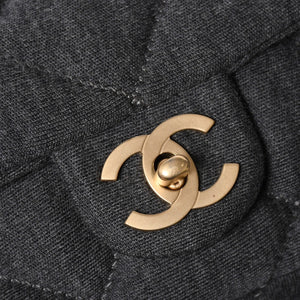 極美品 CHANEL シャネル マトラッセ25 Wチェーン Sフラップ ショルダーバッグ 11番台 ココマーク コットンジャージー グレー 中古 4a008347