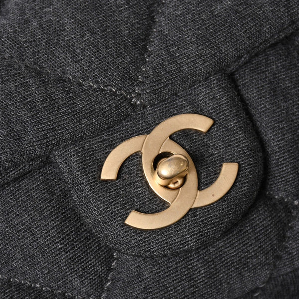 極美品 CHANEL シャネル マトラッセ25 Wチェーン Sフラップ ショルダーバッグ 11番台 ココマーク コットンジャージー グレー 中古 4a008347