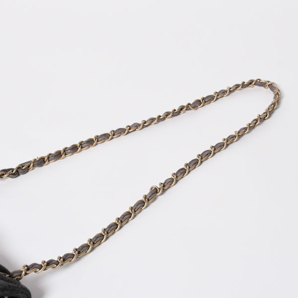 極美品 CHANEL シャネル マトラッセ25 Wチェーン Sフラップ ショルダーバッグ 11番台 ココマーク コットンジャージー グレー 中古 4a008347