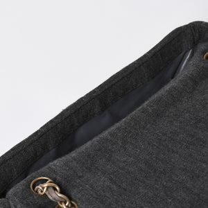 極美品 CHANEL シャネル マトラッセ25 Wチェーン Sフラップ ショルダーバッグ 11番台 ココマーク コットンジャージー グレー 中古 4a008347