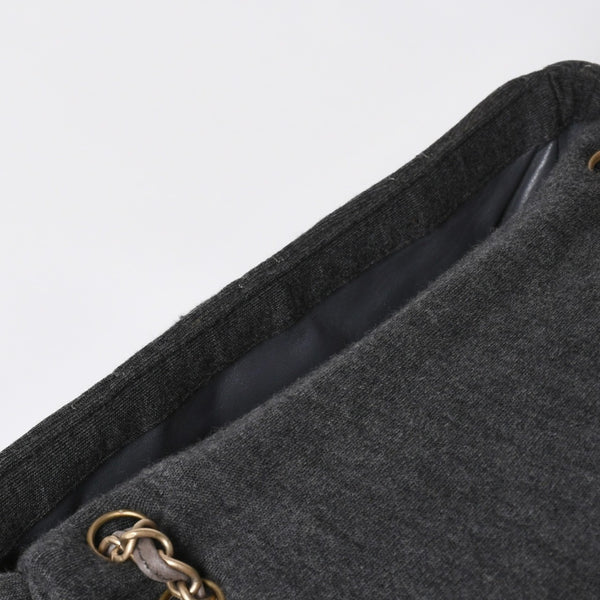極美品 CHANEL シャネル マトラッセ25 Wチェーン Sフラップ ショルダーバッグ 11番台 ココマーク コットンジャージー グレー 中古 4a008347