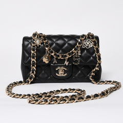 極美品 CHANEL シャネル ミニマトラッセ 20 Sフラップ Sチェーンショルダーバッグ AS2326 30番台 ココマーク ラムスキン ブラック 中古 4a008337