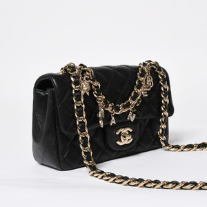 極美品 CHANEL シャネル ミニマトラッセ 20 Sフラップ Sチェーンショルダーバッグ AS2326 30番台 ココマーク ラムスキン ブラック 中古 4a008337