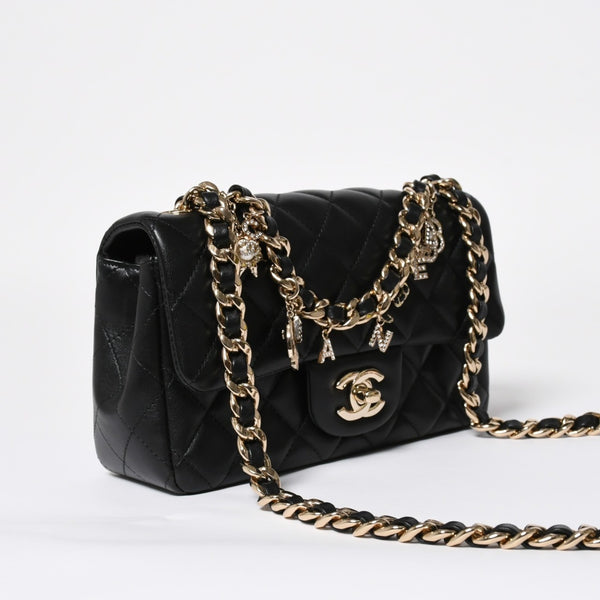 極美品 CHANEL シャネル ミニマトラッセ 20 Sフラップ Sチェーンショルダーバッグ AS2326 30番台 ココマーク ラムスキン ブラック 中古 4a008337