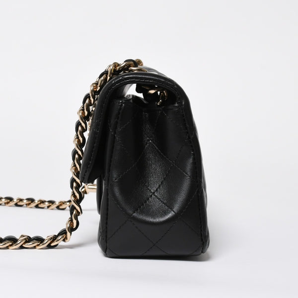 極美品 CHANEL シャネル ミニマトラッセ 20 Sフラップ Sチェーンショルダーバッグ AS2326 30番台 ココマーク ラムスキン ブラック 中古 4a008337