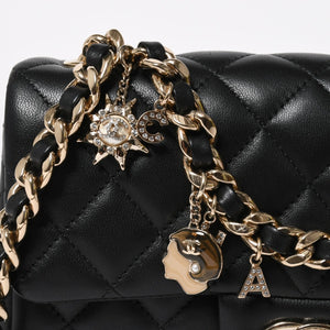 極美品 CHANEL シャネル ミニマトラッセ 20 Sフラップ Sチェーンショルダーバッグ AS2326 30番台 ココマーク ラムスキン ブラック 中古 4a008337