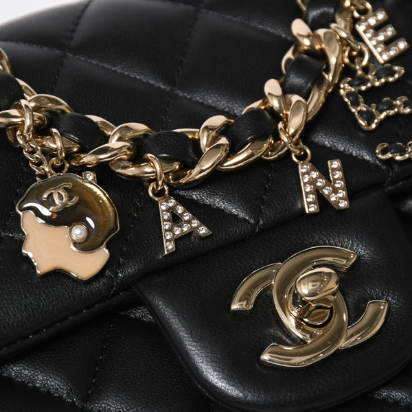 極美品 CHANEL シャネル ミニマトラッセ 20 Sフラップ Sチェーンショルダーバッグ AS2326 30番台 ココマーク ラムスキン ブラック 中古 4a008337