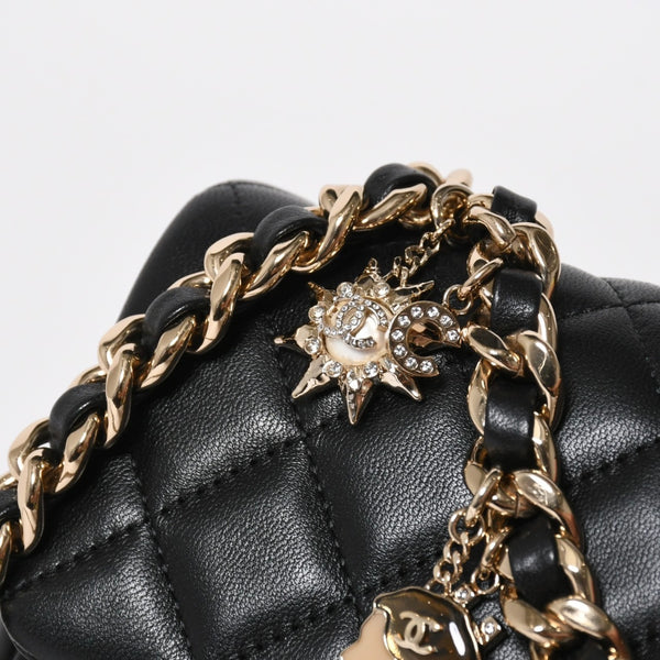 極美品 CHANEL シャネル ミニマトラッセ 20 Sフラップ Sチェーンショルダーバッグ AS2326 30番台 ココマーク ラムスキン ブラック 中古 4a008337