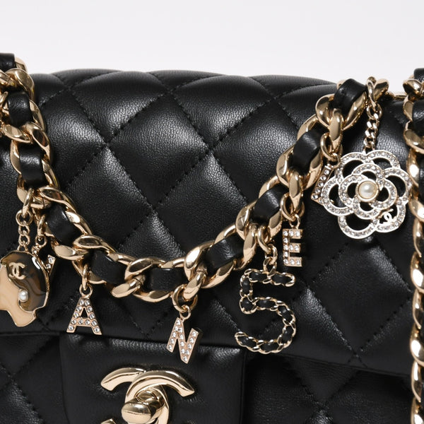 極美品 CHANEL シャネル ミニマトラッセ 20 Sフラップ Sチェーンショルダーバッグ AS2326 30番台 ココマーク ラムスキン ブラック 中古 4a008337
