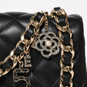 極美品 CHANEL シャネル ミニマトラッセ 20 Sフラップ Sチェーンショルダーバッグ AS2326 30番台 ココマーク ラムスキン ブラック 中古 4a008337