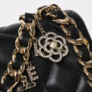 極美品 CHANEL シャネル ミニマトラッセ 20 Sフラップ Sチェーンショルダーバッグ AS2326 30番台 ココマーク ラムスキン ブラック 中古 4a008337