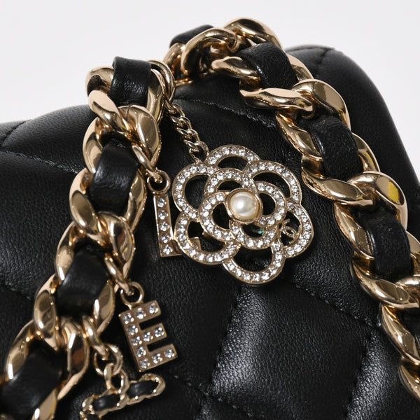 極美品 CHANEL シャネル ミニマトラッセ 20 Sフラップ Sチェーンショルダーバッグ AS2326 30番台 ココマーク ラムスキン ブラック 中古 4a008337