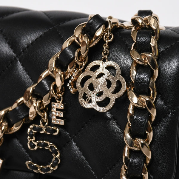 極美品 CHANEL シャネル ミニマトラッセ 20 Sフラップ Sチェーンショルダーバッグ AS2326 30番台 ココマーク ラムスキン ブラック 中古 4a008337
