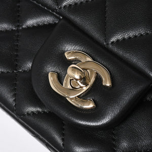 極美品 CHANEL シャネル ミニマトラッセ 20 Sフラップ Sチェーンショルダーバッグ AS2326 30番台 ココマーク ラムスキン ブラック 中古 4a008337