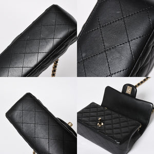 極美品 CHANEL シャネル ミニマトラッセ 20 Sフラップ Sチェーンショルダーバッグ AS2326 30番台 ココマーク ラムスキン ブラック 中古 4a008337
