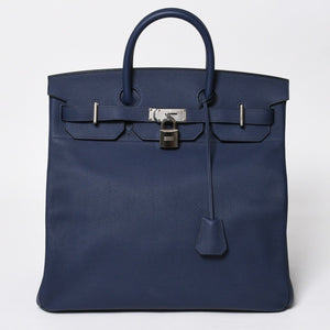Very good condition HERMES Haut a Courroies Haut a Courroies 40 handbag Blue Saphir Togo silver hardware U stamp Used 4a008605