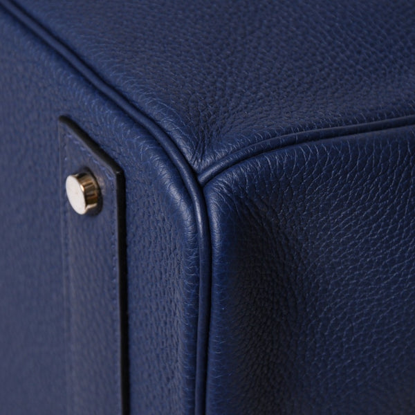 Very good condition HERMES Haut a Courroies Haut a Courroies 40 handbag Blue Saphir Togo silver hardware U stamp Used 4a008605