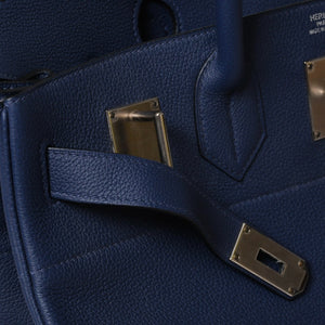Very good condition HERMES Haut a Courroies Haut a Courroies 40 handbag Blue Saphir Togo silver hardware U stamp Used 4a008605
