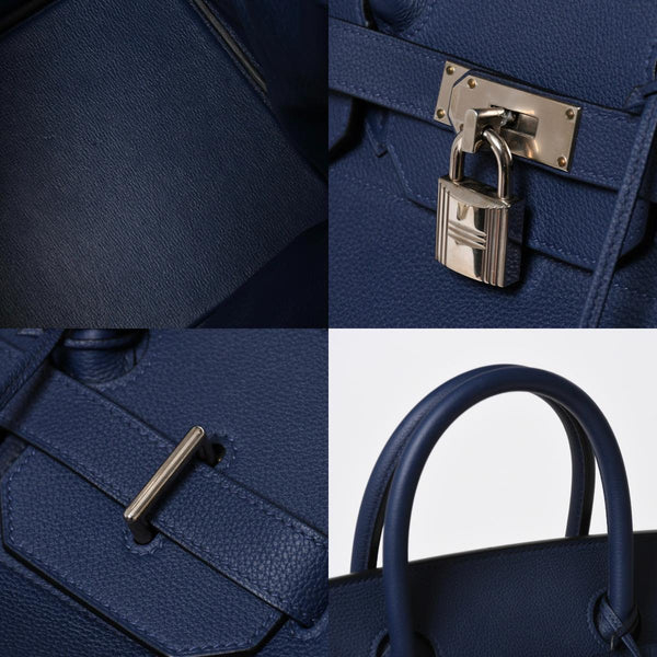 Very good condition HERMES Haut a Courroies Haut a Courroies 40 handbag Blue Saphir Togo silver hardware U stamp Used 4a008605