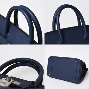Very good condition HERMES Haut a Courroies Haut a Courroies 40 handbag Blue Saphir Togo silver hardware U stamp Used 4a008605