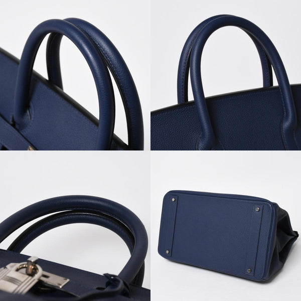 Very good condition HERMES Haut a Courroies Haut a Courroies 40 handbag Blue Saphir Togo silver hardware U stamp Used 4a008605
