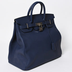 Very good condition HERMES Haut a Courroies Haut a Courroies 40 handbag Blue Saphir Togo silver hardware U stamp Used 4a008605