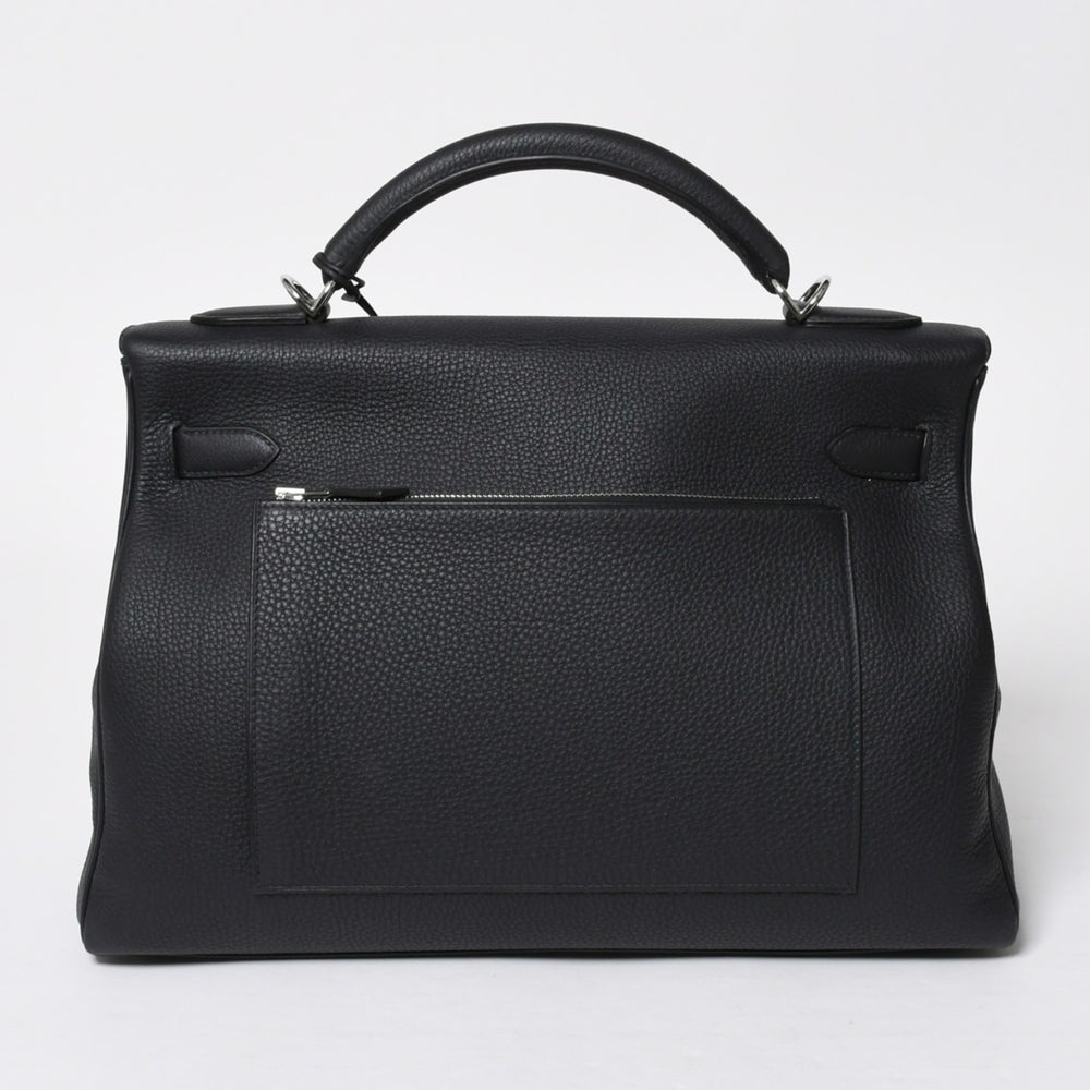 新品同様 HERMES エルメス Maxi Kelly 42 マキシケリー 42 ハンドバッグ B刻印 トゴ GRIS MISTY グリミスティ ネイビー SV金具 内縫い 中古 4a008343