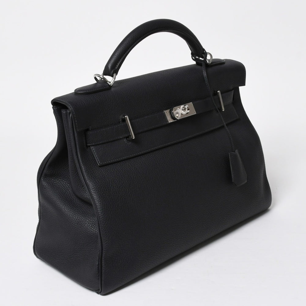 新品同様 HERMES エルメス Maxi Kelly 42 マキシケリー 42 ハンドバッグ B刻印 トゴ GRIS MISTY グリミスティ ネイビー SV金具 内縫い 中古 4a008343