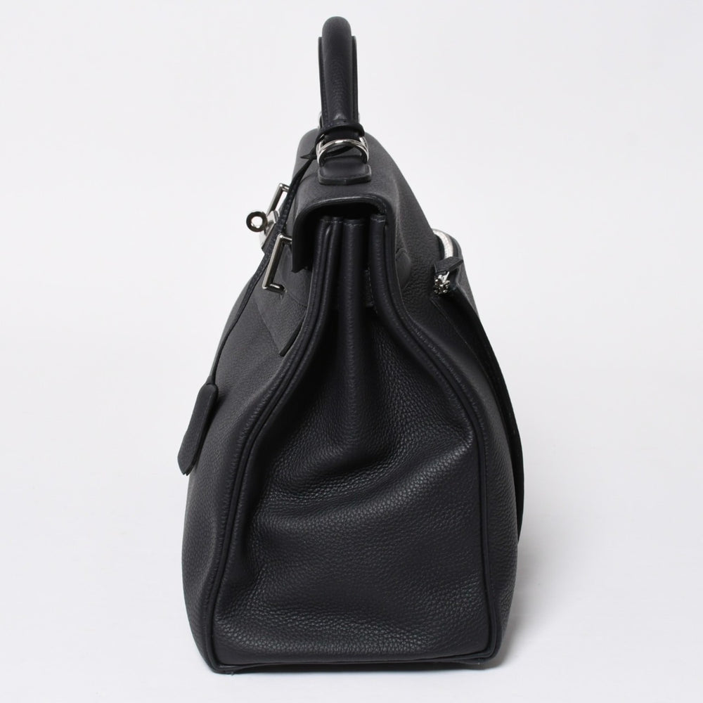 新品同様 HERMES エルメス Maxi Kelly 42 マキシケリー 42 ハンドバッグ B刻印 トゴ GRIS MISTY グリミスティ ネイビー SV金具 内縫い 中古 4a008343