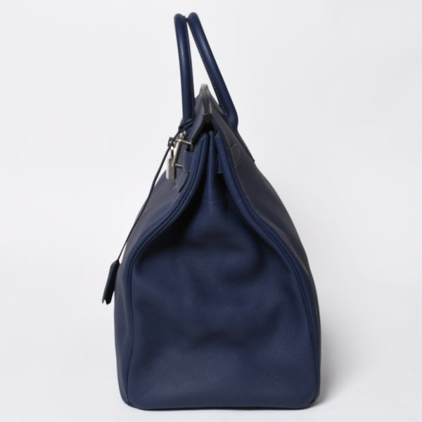 Very good condition HERMES Haut a Courroies Haut a Courroies 40 handbag Blue Saphir Togo silver hardware U stamp Used 4a008605