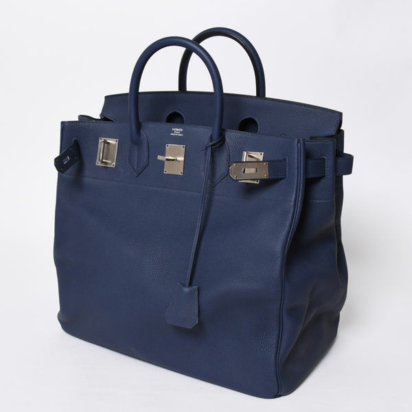 Very good condition HERMES Haut a Courroies Haut a Courroies 40 handbag Blue Saphir Togo silver hardware U stamp Used 4a008605