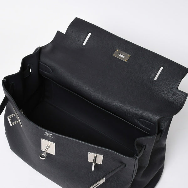 Like new HERMES Maxi Kelly 42 Maxi Kelly 42 handbag B stamp Togo GRIS MISTY navy SV metal fittings inner stitching used 4a008343